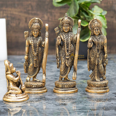 Brass Small Ram Darbar Family Idol Home Pooja Room Décor Showpiece Statue 7"