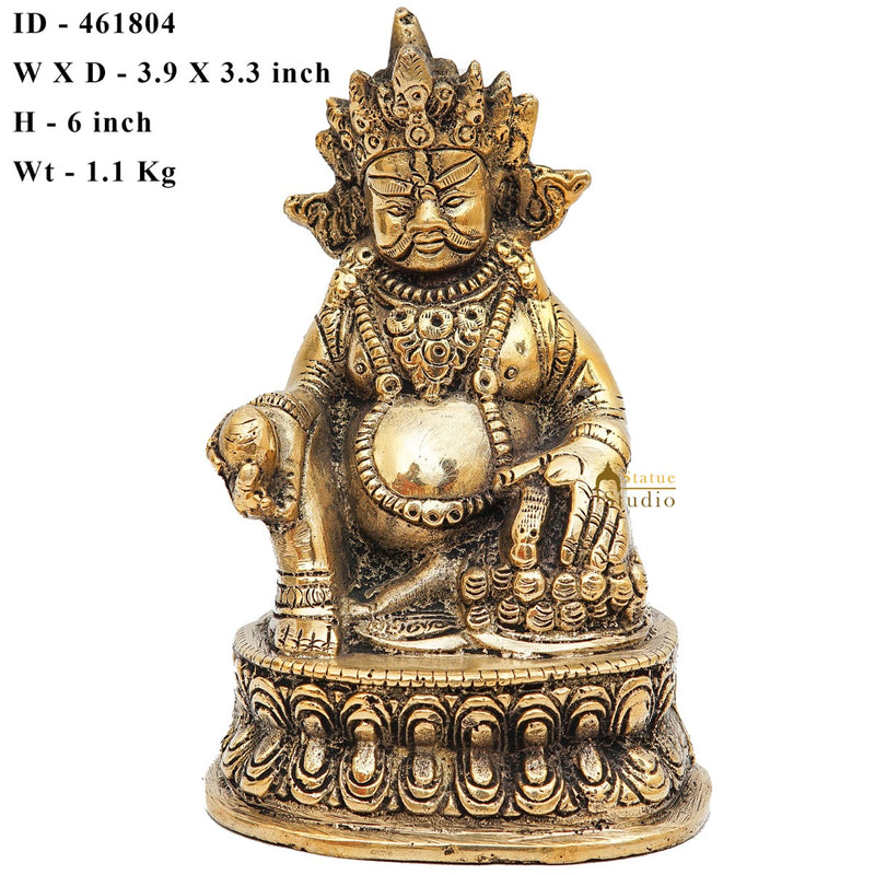 Brass Lord Of Wealth Kubera Lucky Feng Shui Vastu Home Office Décor Statue Gift Showpiece 6"