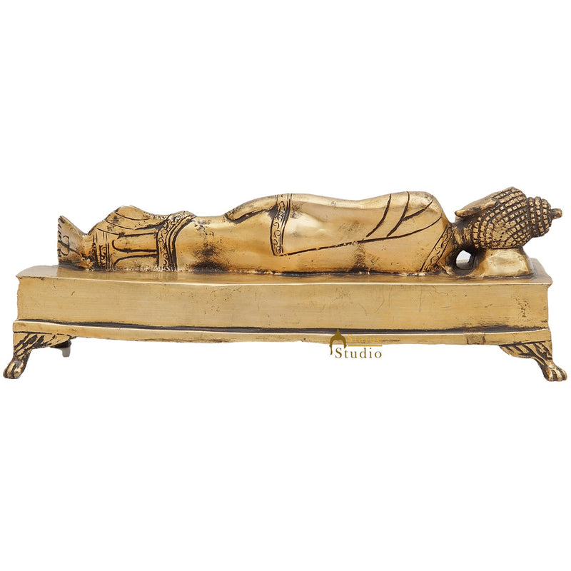 Brass Sleeping Buddha Rate Antique Showpiece For Home Office Décor Gift Idol 3"