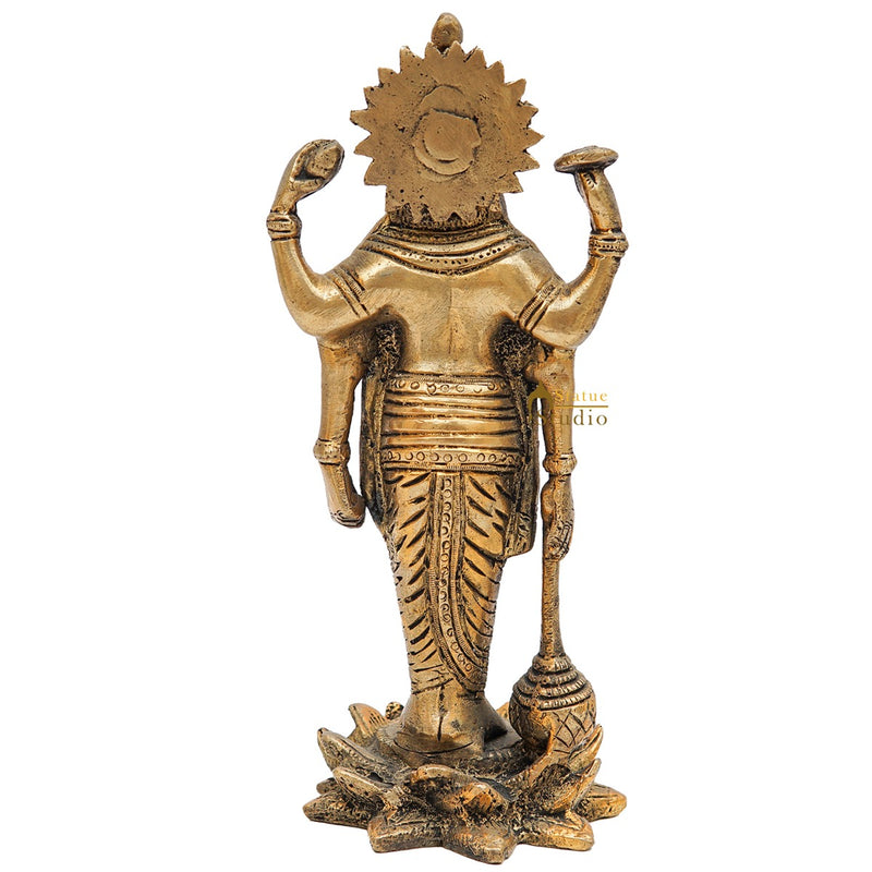 Brass Hindu Lord Vishnu Idol For Home Pooja Room Décor Gift Statue 8"