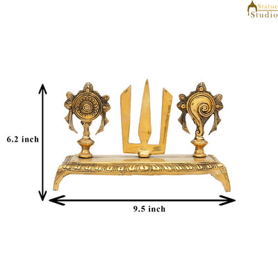 Brass Antique Venkateshvara Chakra Puja Room Home Temple Décor Showpiece 6"