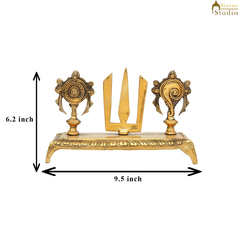 Brass Antique Venkateshvara Chakra Puja Room Home Temple Décor Showpiece 6"