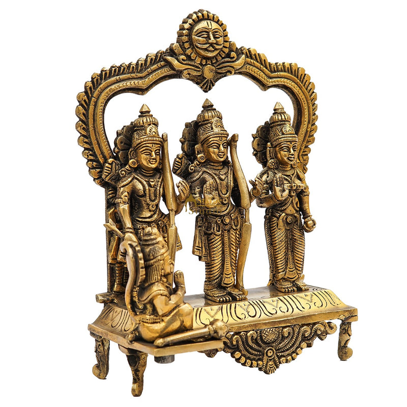 Brass Ram Darbar Family Idol Home Pooja Room Décor Showpiece Statue 9"