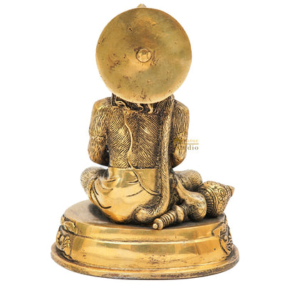 Brass Lord Hanuman Meditation Idol For Home Pooja Room Décor Showpiece 7"