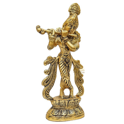 Metal Oxidized Krishna Idol Home Office Décor Corporate Gift Idol Statue 8.5"