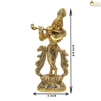 Metal Oxidized Krishna Idol Home Office Décor Corporate Gift Idol Statue 8.5"