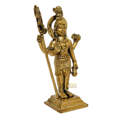 Fine Brass Standing Shiva Idol Home Temple Pooja Décor Statue 8"