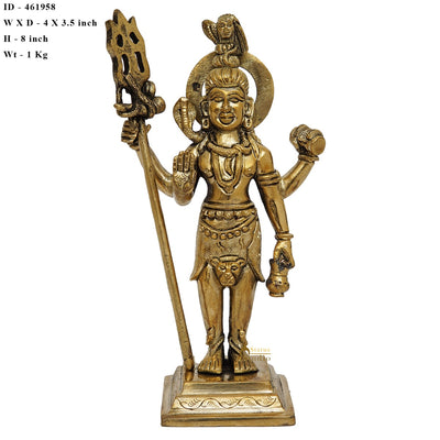 Fine Brass Standing Shiva Idol Home Temple Pooja Décor Statue 8"