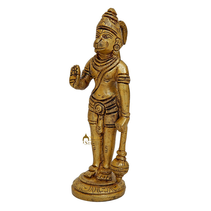 Fine Brass Standing Hanuman Idol Home Temple Pooja Décor Mini Statue 5"