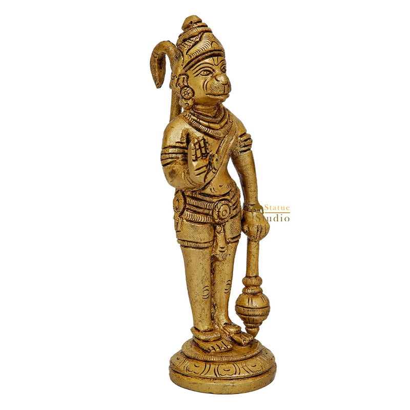 Fine Brass Standing Hanuman Idol Home Temple Pooja Décor Mini Statue 5"