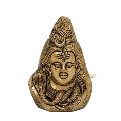 Fine Brass Shiva Head Small Idol Pooja Table Home Décor Gift Statue 3.5"
