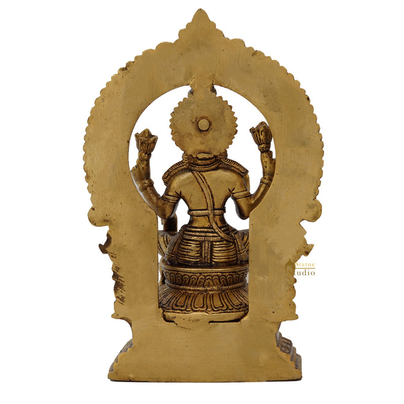 Brass Laxmi Statue With Frame Lakshmi Idol Home Diwali Décor Gift 7"