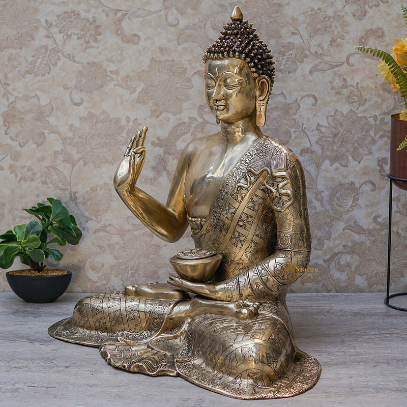 Brass Big Buddha Statue Home Office Garden Décor Corporate Gift Showpiece Idol 30"