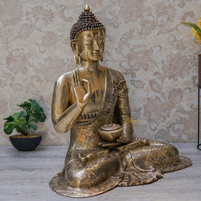 Brass Big Buddha Statue Home Office Garden Décor Corporate Gift Showpiece Idol 30"