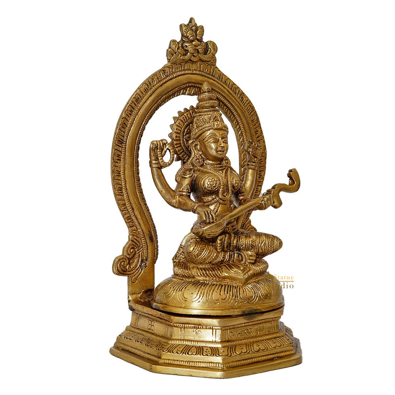 Brass Lakhmi Statue With Frame Lucky Idol Home Diwali Décor Gift 11"
