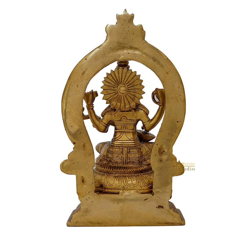 Brass Lakhmi Statue With Frame Lucky Idol Home Diwali Décor Gift 11"