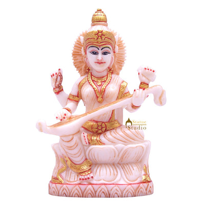 Marble Dust Saraswati Idol Pooja Room Décor Gift Statue Showpiece 5"