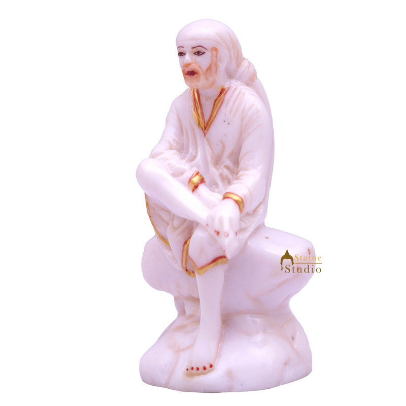 Marble Dust Sai Baba Idol Home Pooja Room Décor Gift Statue 3"