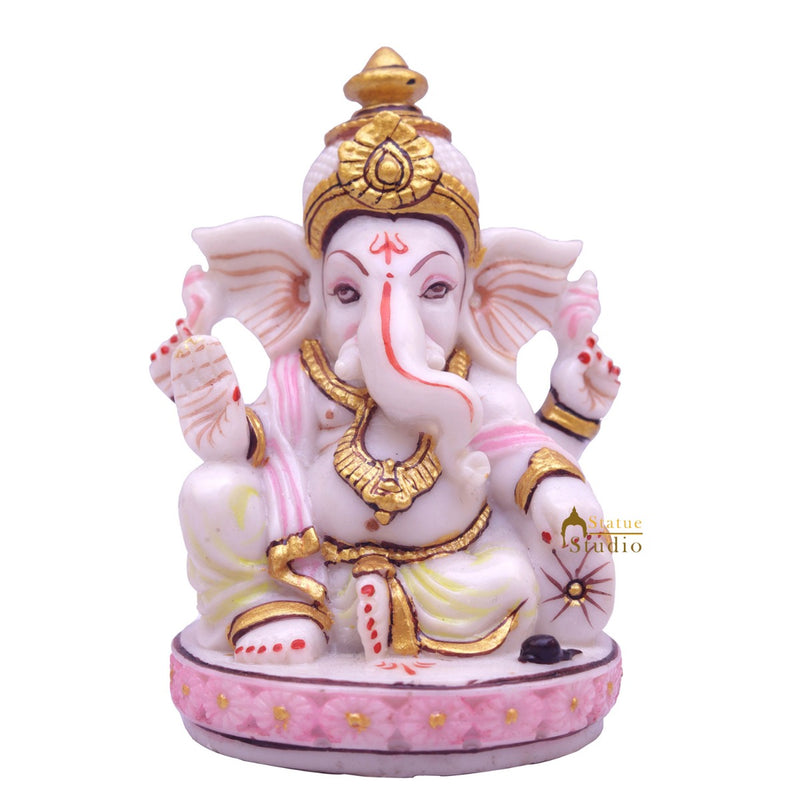Marble Dust Ganesha Idol Pooja Room Décor Gift Ganpati Statue Showpiece 3.5"