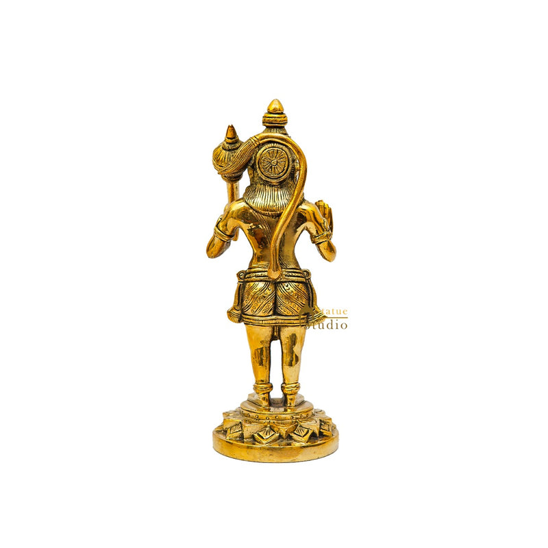 Brass Fine Hanuman Standing Idol Pooja Décor Gift Statue 8"