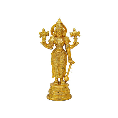 Brass Fine Vishnu Idol Home Pooja Room Décor Gift Statue 8"