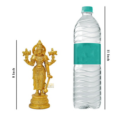 Brass Fine Vishnu Idol Home Pooja Room Décor Gift Statue 8"