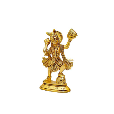 Brass Fine Hanuman Carrying Hill Idol Pooja Room Décor Gift Statue 5"