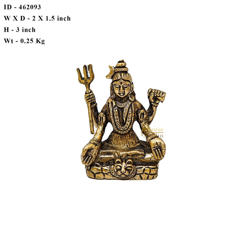 Brass Fine Shiva Idol Mini Pooja Room Décor Gift Statue 3"
