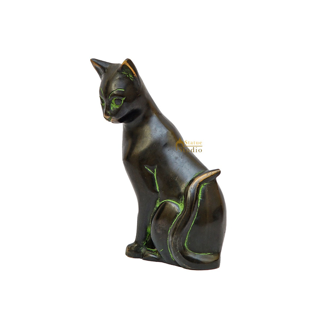 Brass Antique Cat Showpiece For Home Living Room Décor Statue 6"
