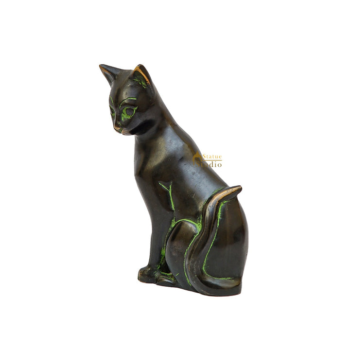 Brass Antique Cat Showpiece For Home Living Room Décor Statue 6"