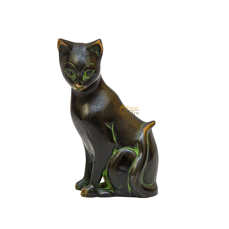 Brass Antique Cat Showpiece For Home Living Room Décor Statue 6"