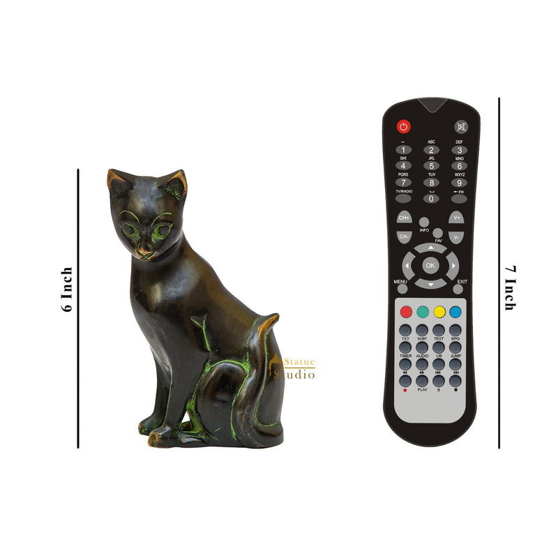Brass Antique Cat Showpiece For Home Living Room Décor Statue 6"