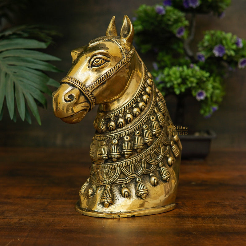 Brass Horse Face Lucky FengShui Vastu Home Décor Gift Showpiece 11 –  StatueStudio