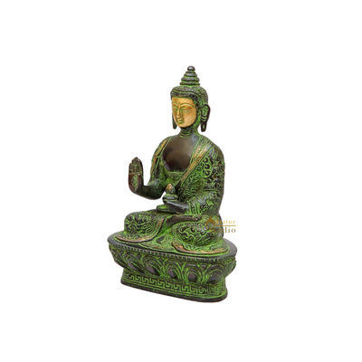 Brass Antique Buddha Statue For Home Décor Lucky Gift Idol Showpiece 7"