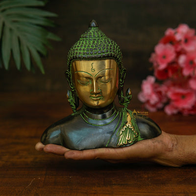 Brass Antique Buddha Bust Showpiece For Home Office Table Décor Statue