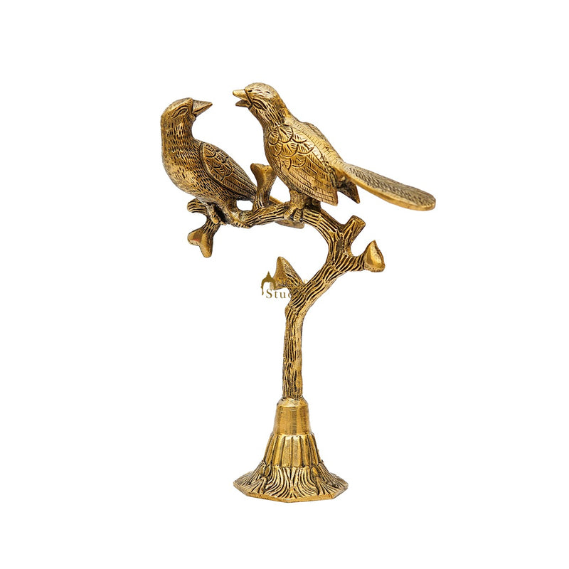 Brass Antique Bird Pair Sitting On Tree Home Office Table Décor Showpiece