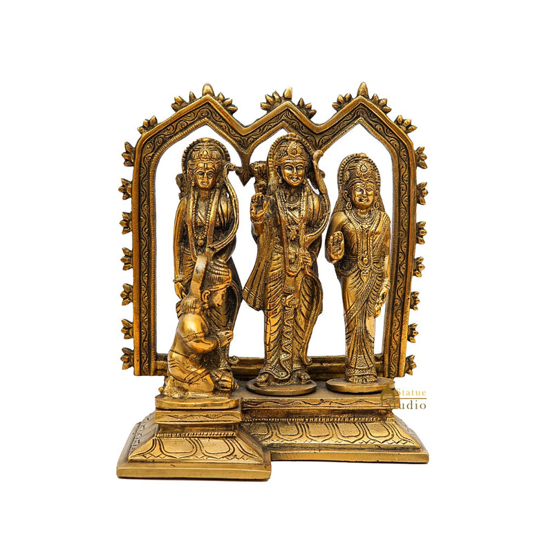 Brass Ram Darbar Family Idol Home Pooja Room Décor Showpiece Statue 8"
