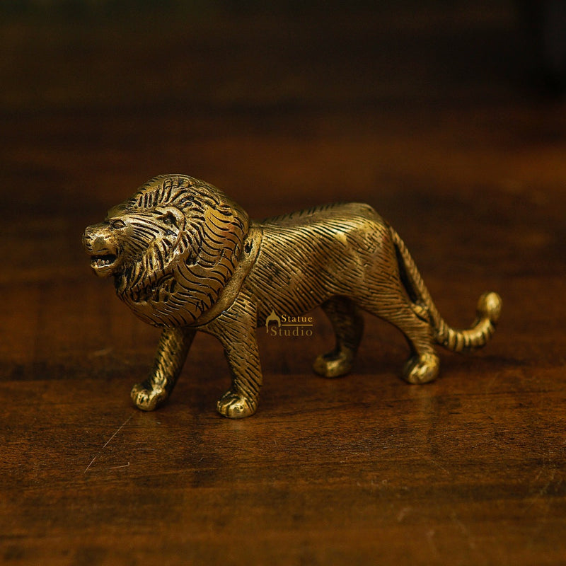 Brass Antique Mini Lion Showpieces For Home Office Table Décor Gift