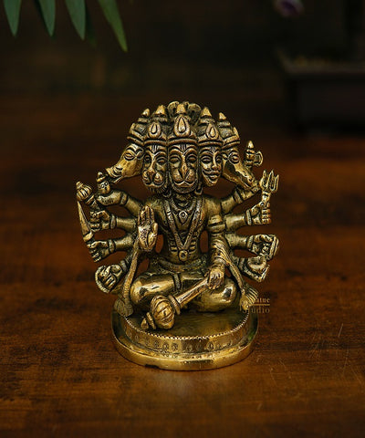 Brass Small Fine Panchmukhi Hanuman For Home Temple Pooja Décor Gift Idol