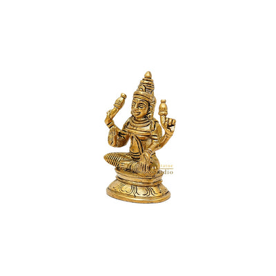 Brass Small Fine Lakshmi Idol For Pooja Décor Lucky Gift Laxmi Statue