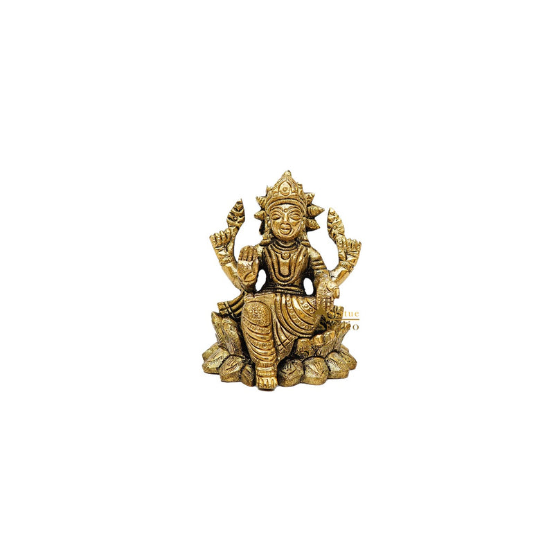Brass Small Fine Lakshmi Idol For Home Temple Pooja Décor Gift Laxmi Statue