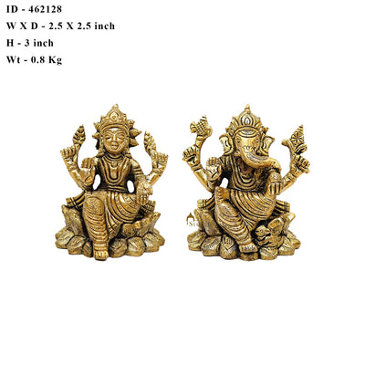 Brass Small Fine Ganesha Lakshmi Idol For Home Temple Pooja Décor Gift Laxmi Ganesh Statue