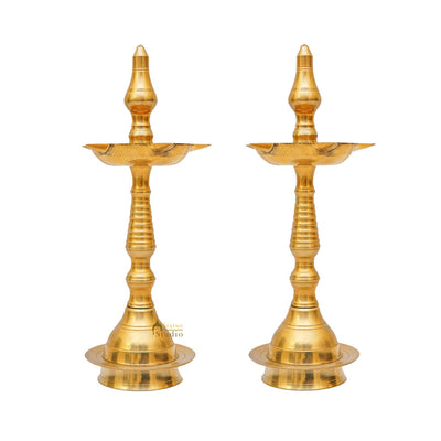 Brass Samay Diya Pair For Home Temple Pooja Room Décor Diwali Gift 10"