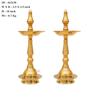 Brass Samay Diya Pair For Home Temple Pooja Room Décor Diwali Gift 10"
