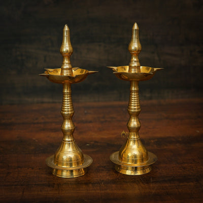 Brass Samay Diya Pair For Home Temple Pooja Room Décor Diwali Gift 11"
