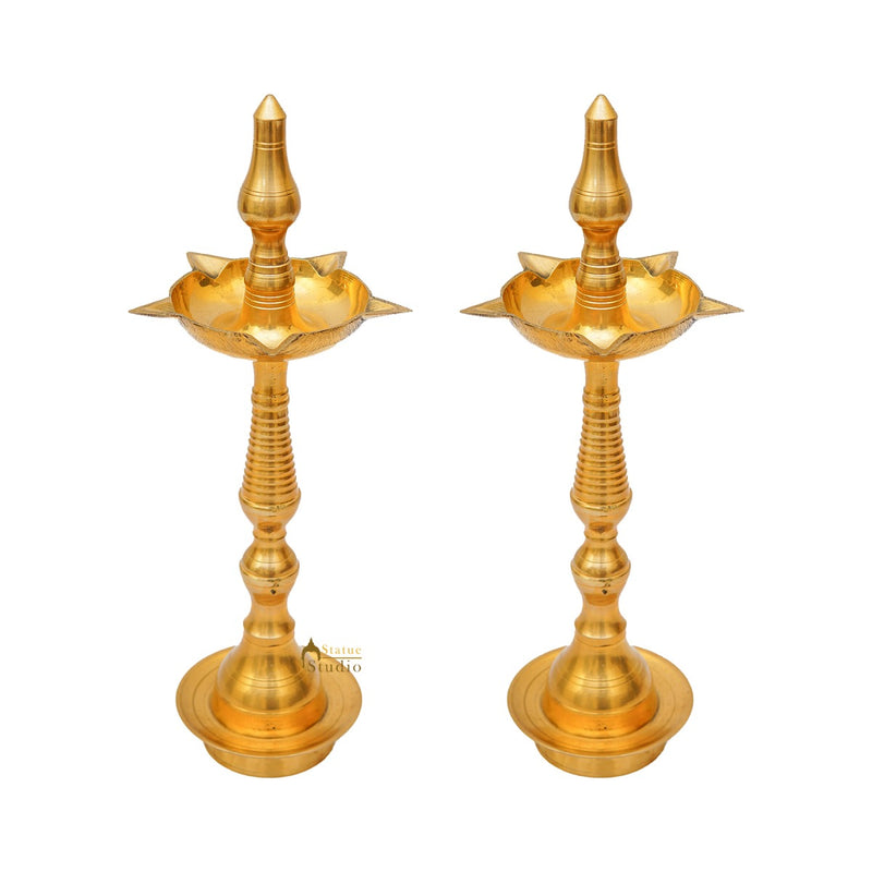 Brass Samay Diya Pair For Home Temple Pooja Room Décor Diwali Gift 15"