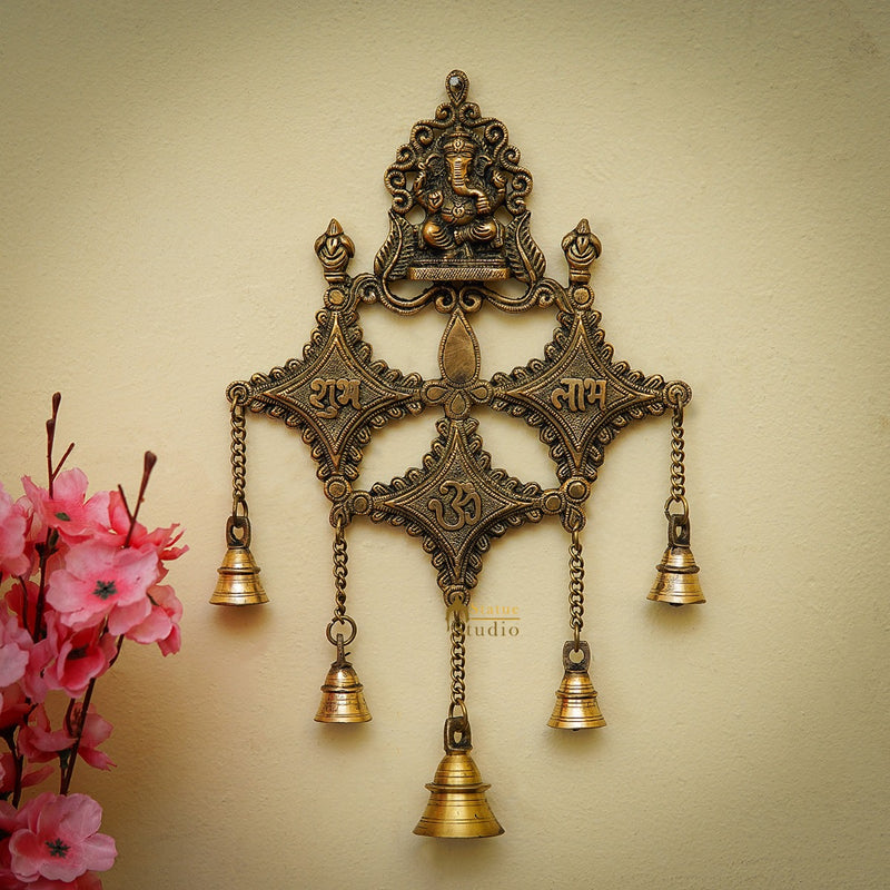 Brass Ganesha Wall Hanging Diwali Shubh Laabh Lucky Décor
