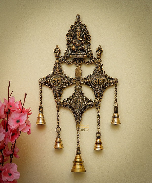 Brass Ganesha Wall Hanging Diwali Shubh Laabh Lucky Décor