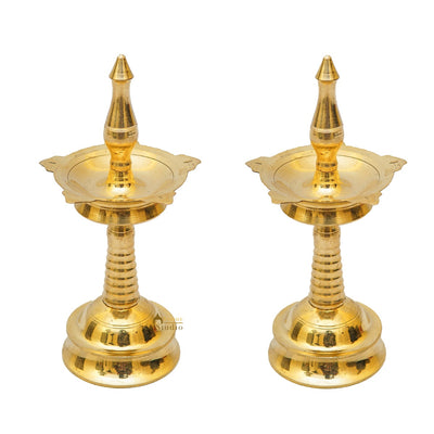 Brass Samay Diya Pair For Home Temple Pooja Room Décor Diwali Gift 7"