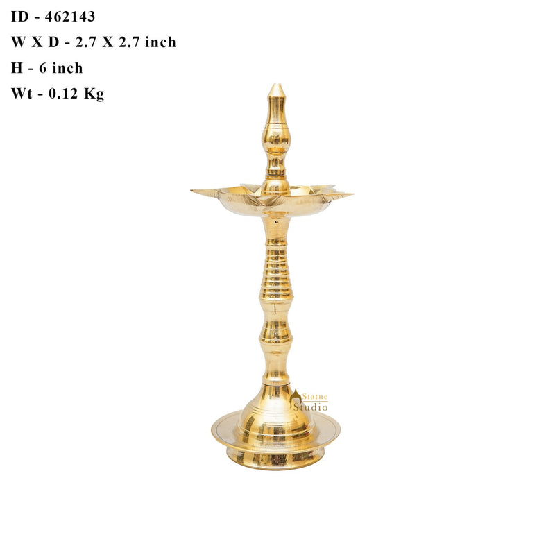 Brass Fine Samay Diya For Home Temple Pooja Room Décor Diwali Gift 6"